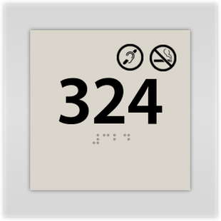 Room Number W/ No Smoking and Hearing Impaired Symbols