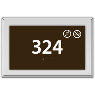 Room Number W/ No Smoking and Hearing Impaired Symbols