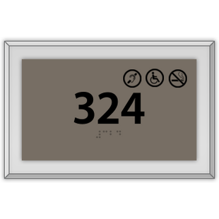 Room Number W/ No Smoking, Handicap, and Hearing Impaired Symbols