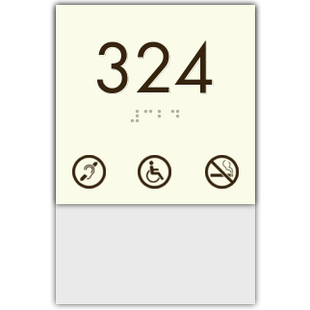 Room Number W/ Non Smoking, ISA & Hearing Impaired Symbol
