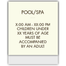 Clarion - Pool/Spa Hours Sign