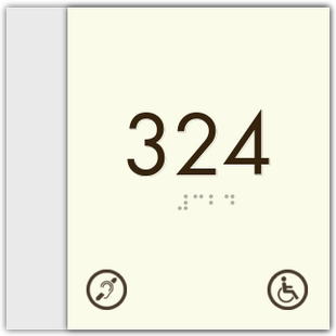 Room Number W/ Handicap & Hearing Impaired Symbol