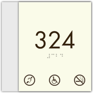 Room Number W/ Non Smoking,Handicap & Hearing Impaired Symbol