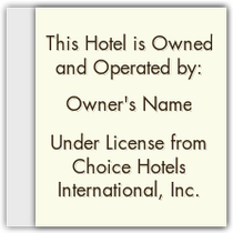 Econo Lodge / Rodeway Inn - Owner/Operator Plaque
