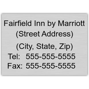 HOTEL ADDRESS & PHONE INFORMATION SIGN