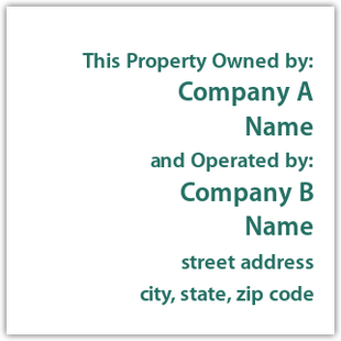 Owned By / Operated By Plaque (White)