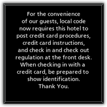 Hampton Inn - Credit Card Information