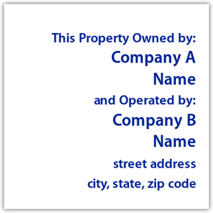 Owned By / Operated By Plaque (White)