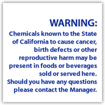 Holiday Inn Express - California Warning - Food & Beverages