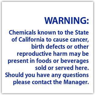 California Warning - Food & Beverages