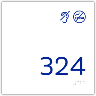 Room Number No Smoking / Hearing Impaired Symbols White