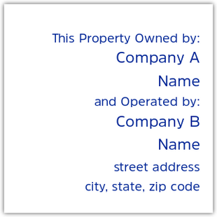 Owned By / Operated By Plaque (White)