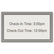 Sheraton - Check in/check out sign