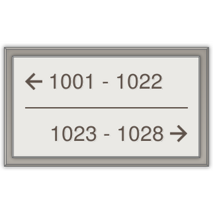 Small corridor directional sign