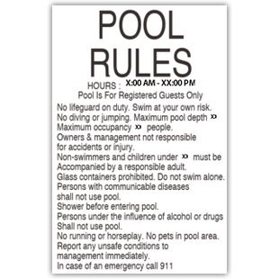 Pool Rules / Pool Hours