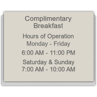 General Hours Sign without Braille