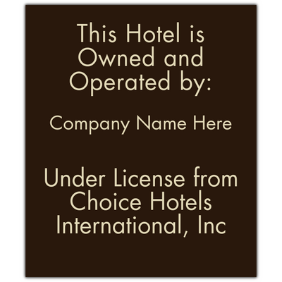 Comfort 2018 - Owned by/Operated by Plaque
