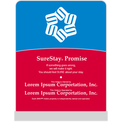 Sure Stay Plus Counter Sign Red - Owned by & Operated by