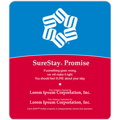 Sure Stay Plus Red Flat Sign - Owned by & Operated By